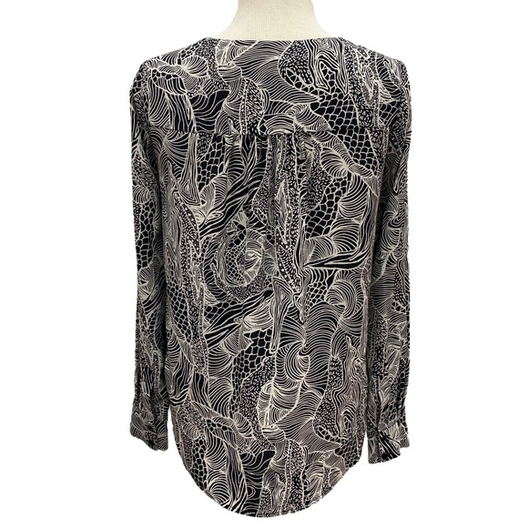 DIANE VON FURSTENBERG Black and White Silk Long Sleeve Top - Picture 6 of 8